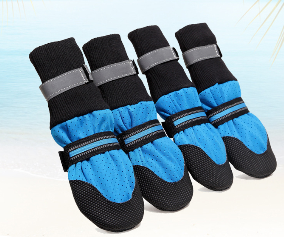 Bottes d'hiver antidérapantes pour chien, lot de 4, bleu