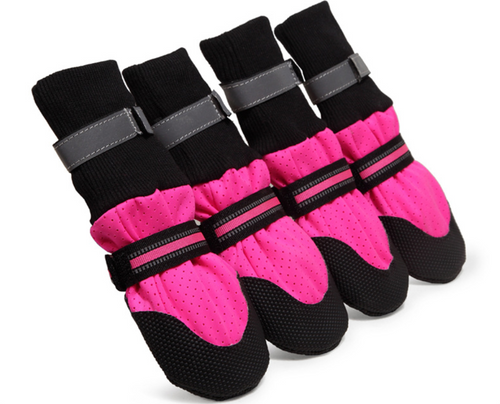 Bottes d'hiver antidérapantes pour chien, lot de 4, rose