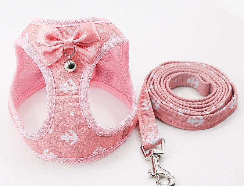 Harnais-veste pour chat rose avec laisse