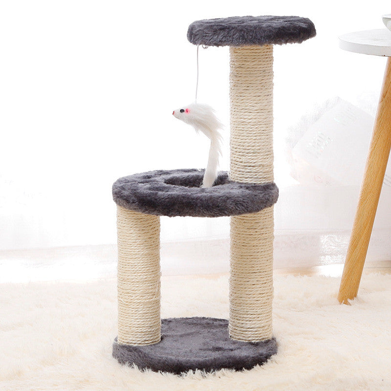 Poteau griffoir en sisal à deux plateformes