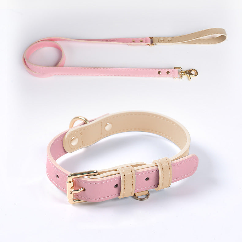 Ensemble collier et laisse en cuir