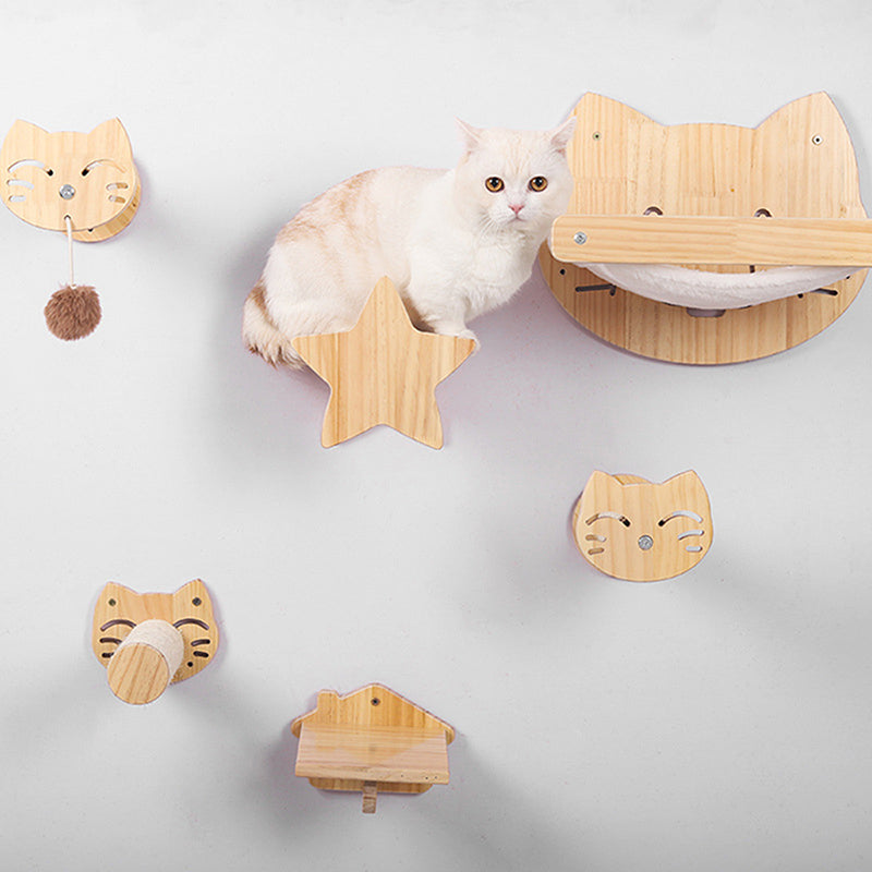 Tablettes murales en pin pour chat