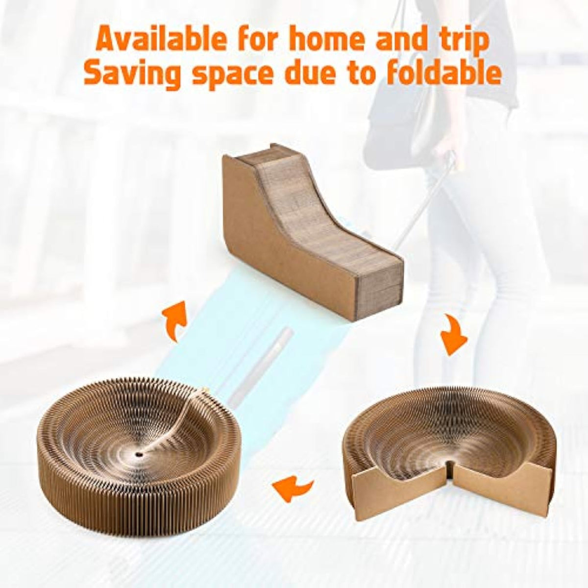 Griffoir-lit rond pliable en carton pour chat
