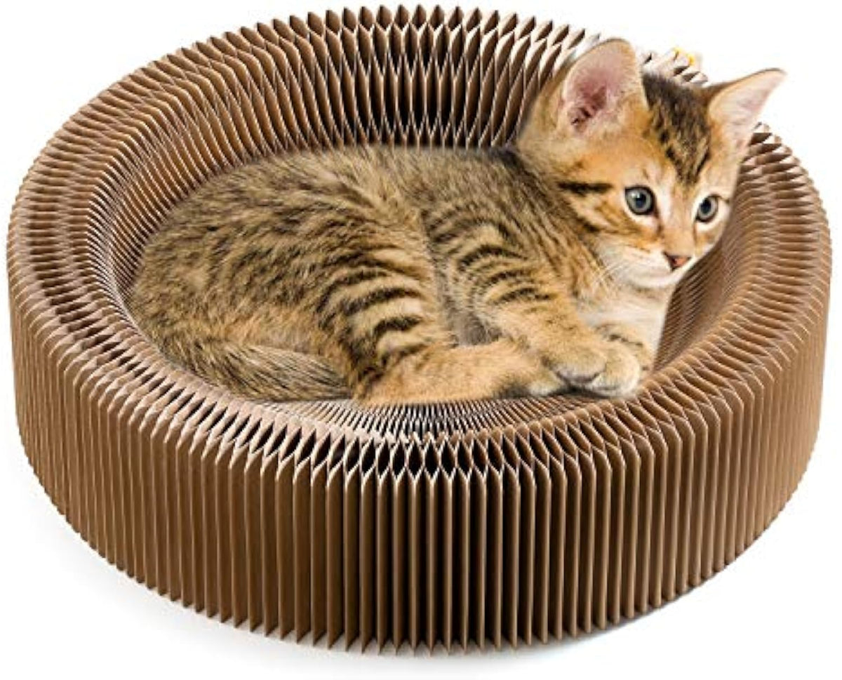 Griffoir-lit rond pliable en carton pour chat