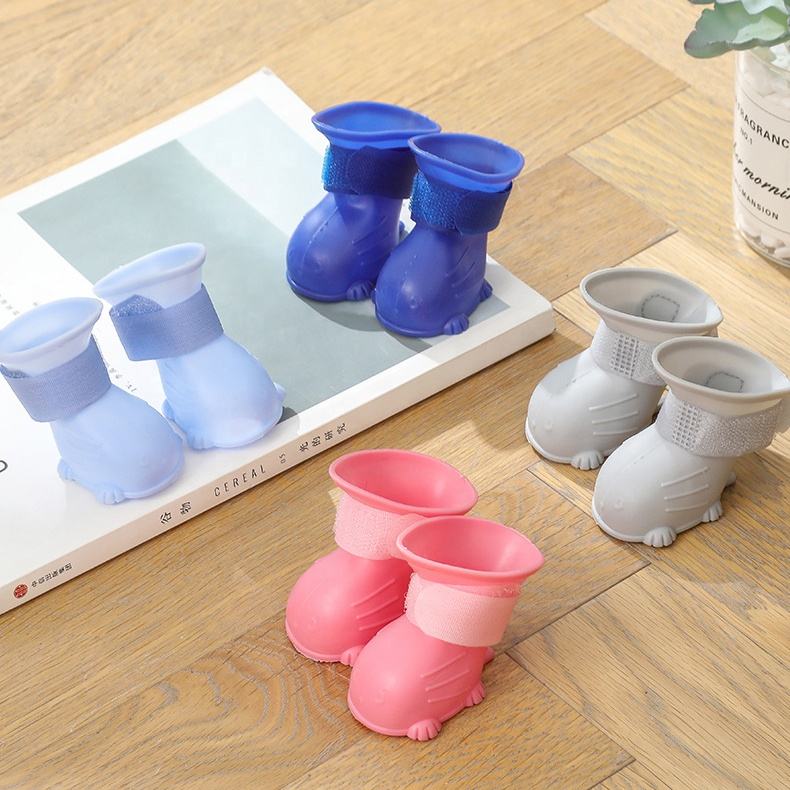 Bottes en silicone pour petit chien, quatre couleurs
