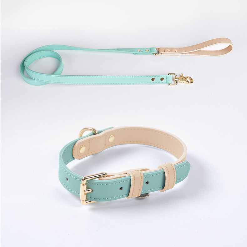 Ensemble collier et laisse en cuir