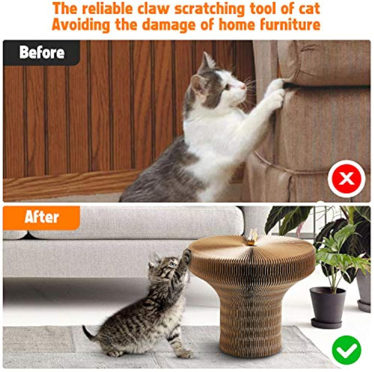 Griffoir-lit rond pliable en carton pour chat