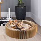 Griffoir-lit rond pliable en carton pour chat