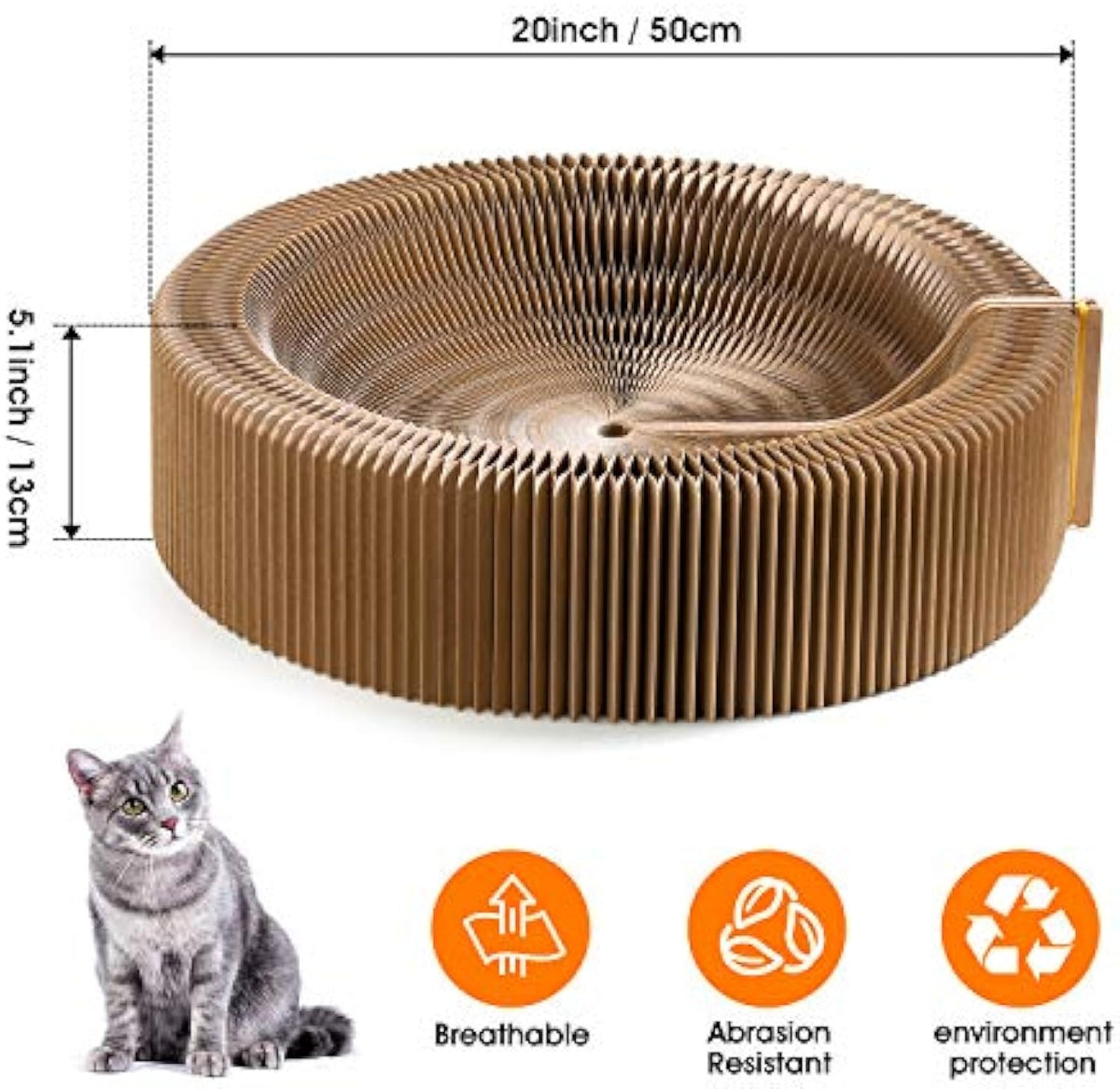 Griffoir-lit rond pliable en carton pour chat