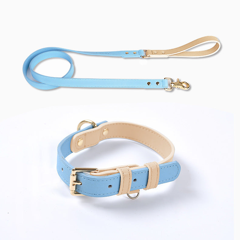Ensemble collier et laisse en cuir